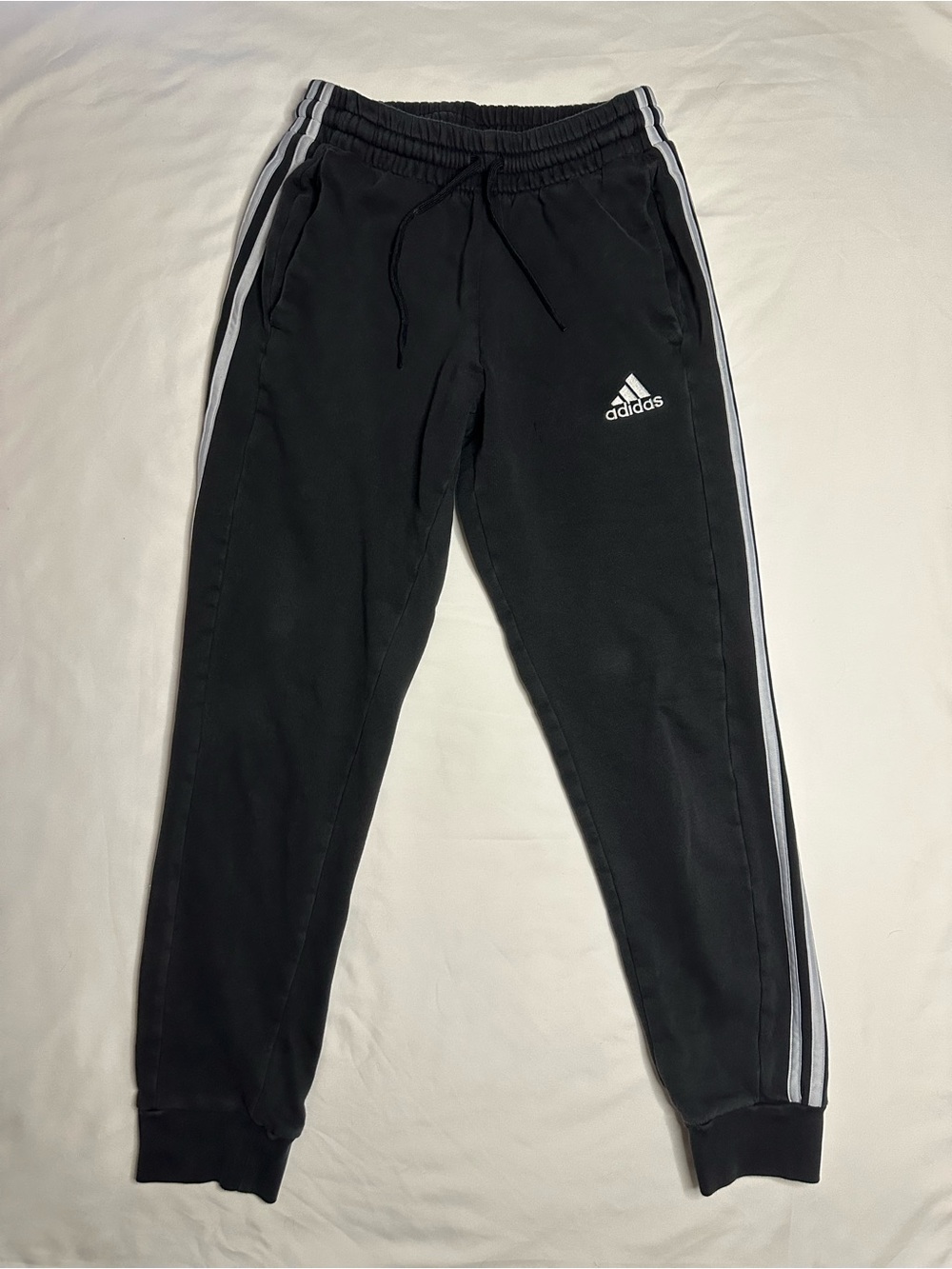 Adidas black sweats joggers with white stripes